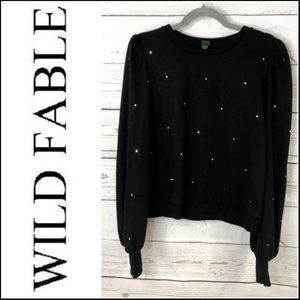 Wild Fable Black Silver Beaded Sweater Size XL